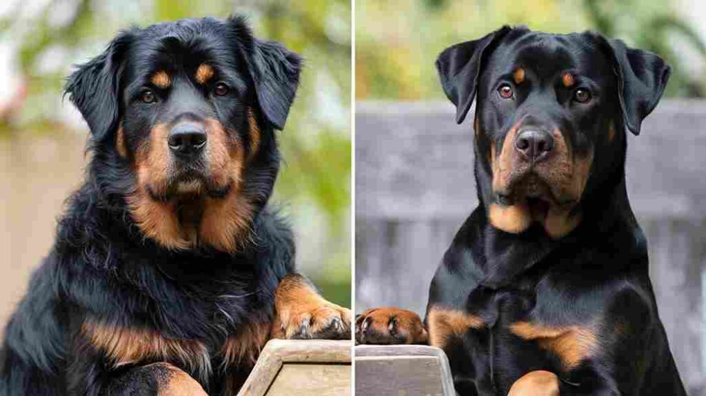 Comparison of long-haired and short-haired Rottweilers