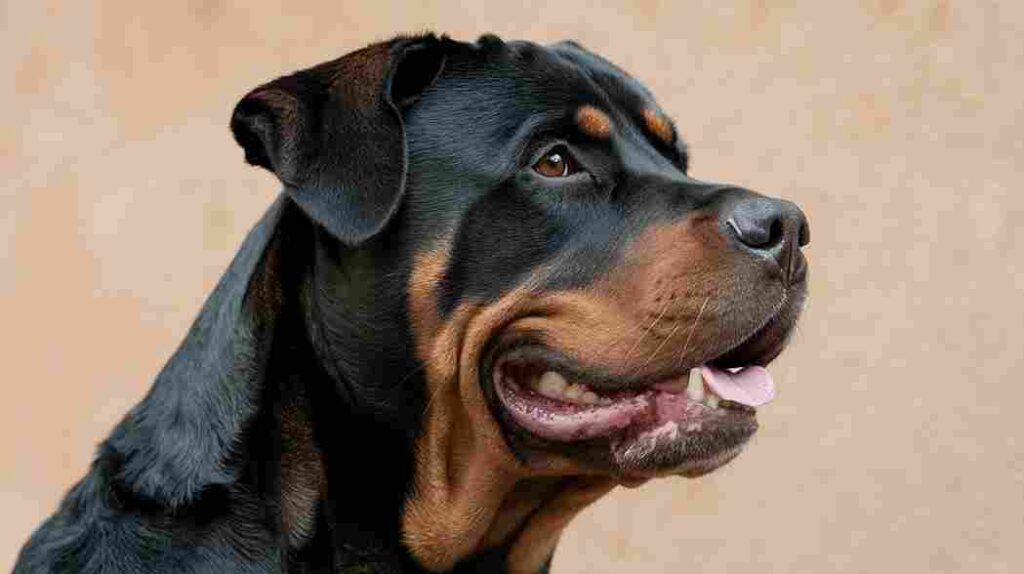 Rottweiler bite force demonstration with powerful jaw structure