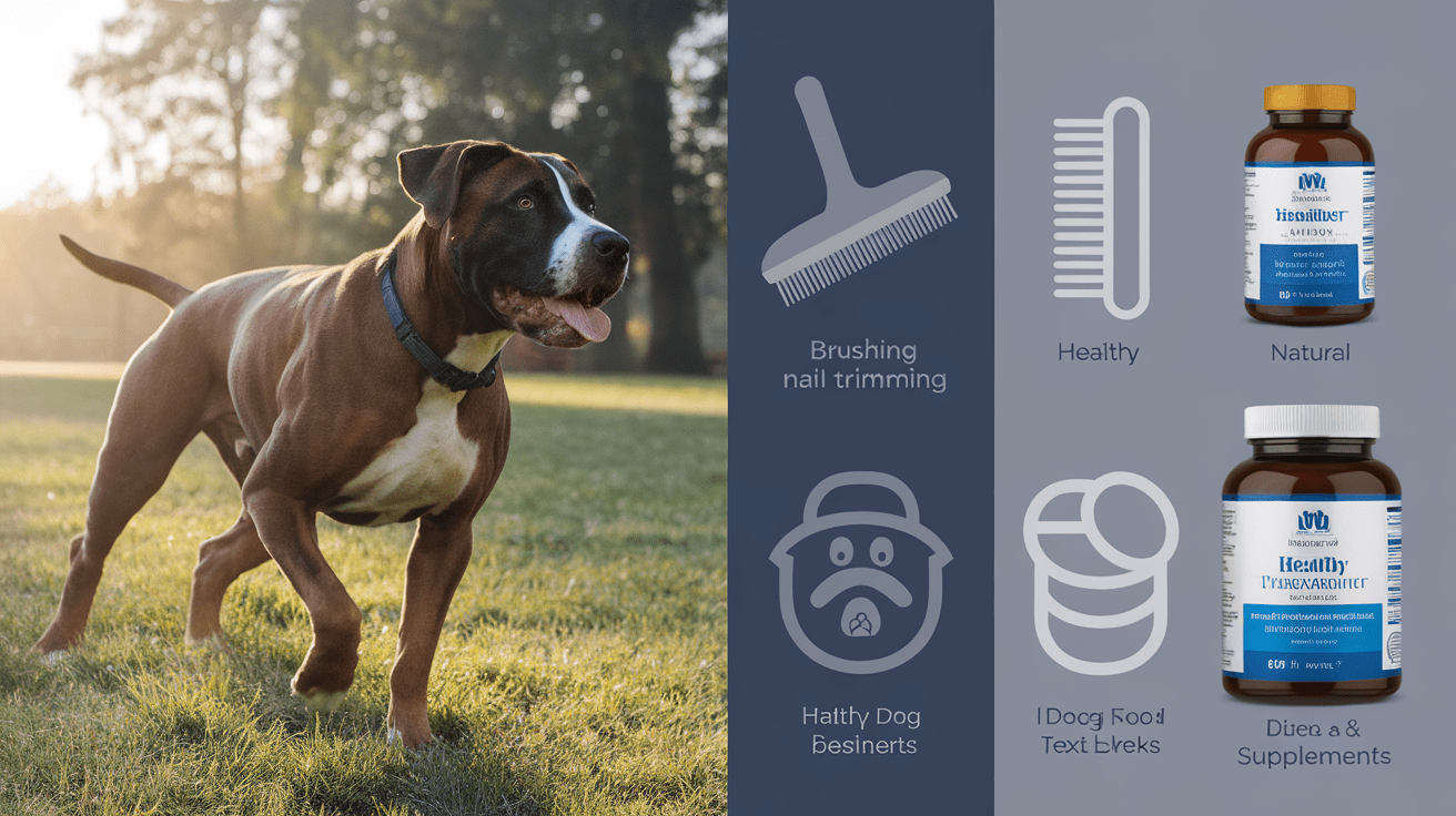 Infographic showing exercise, grooming, and nutrition requirements for Rotterman dogs