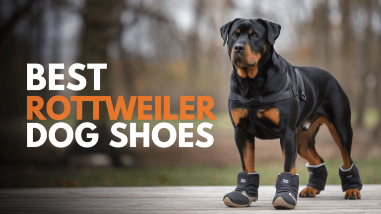 Best Rottweiler Dog Shoes guide featuring top protective footwear options for Rottweilers, including QUMY, SlowTon, Hcpet, and DOK TigerToes brands